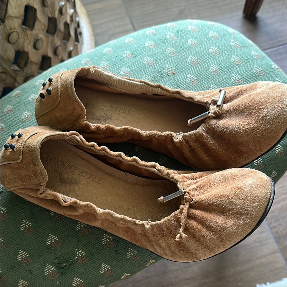 LAURENT EFFEL tan suede ballet flats shoes Euro size 39 / 8.5